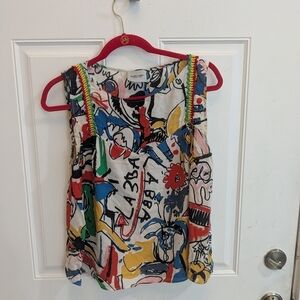 Rachel Comey Printed Abstract Silk Top